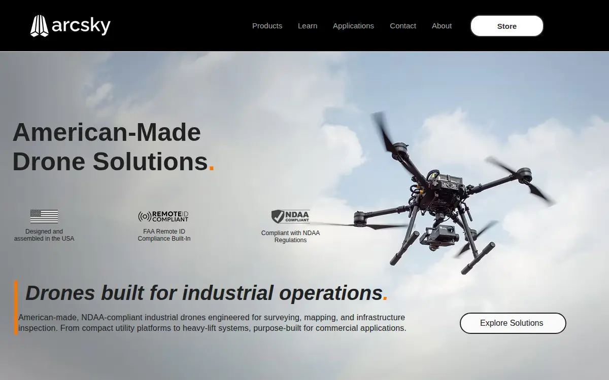 Homepage of Arcsky LLC