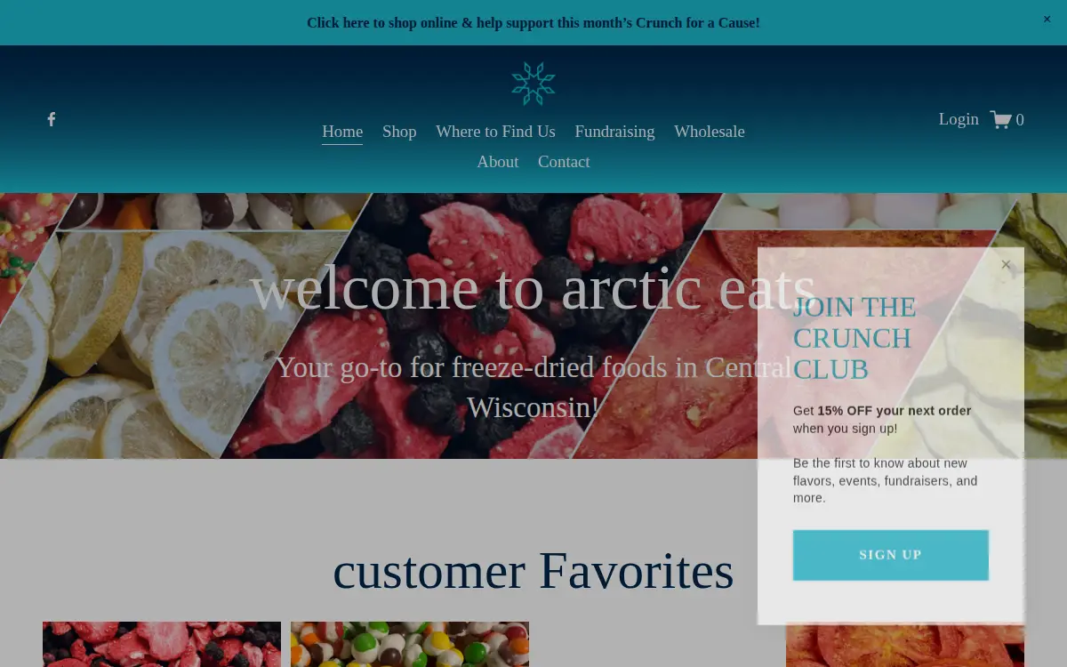 Homepage of Arctic Eats LLC