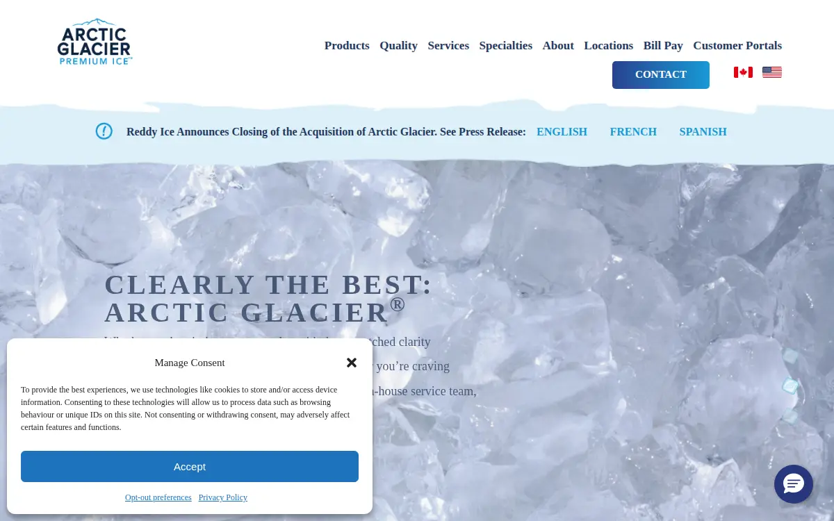 Homepage of Arctic Glacier USA INC
