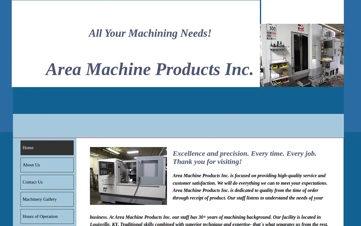 Homepage of Area Machine Products INC