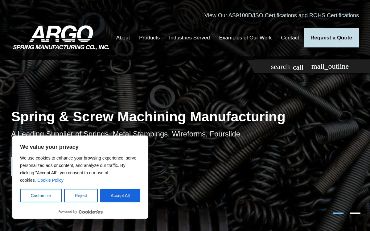 Homepage of Argo Spring Manufacturing Co., INC.