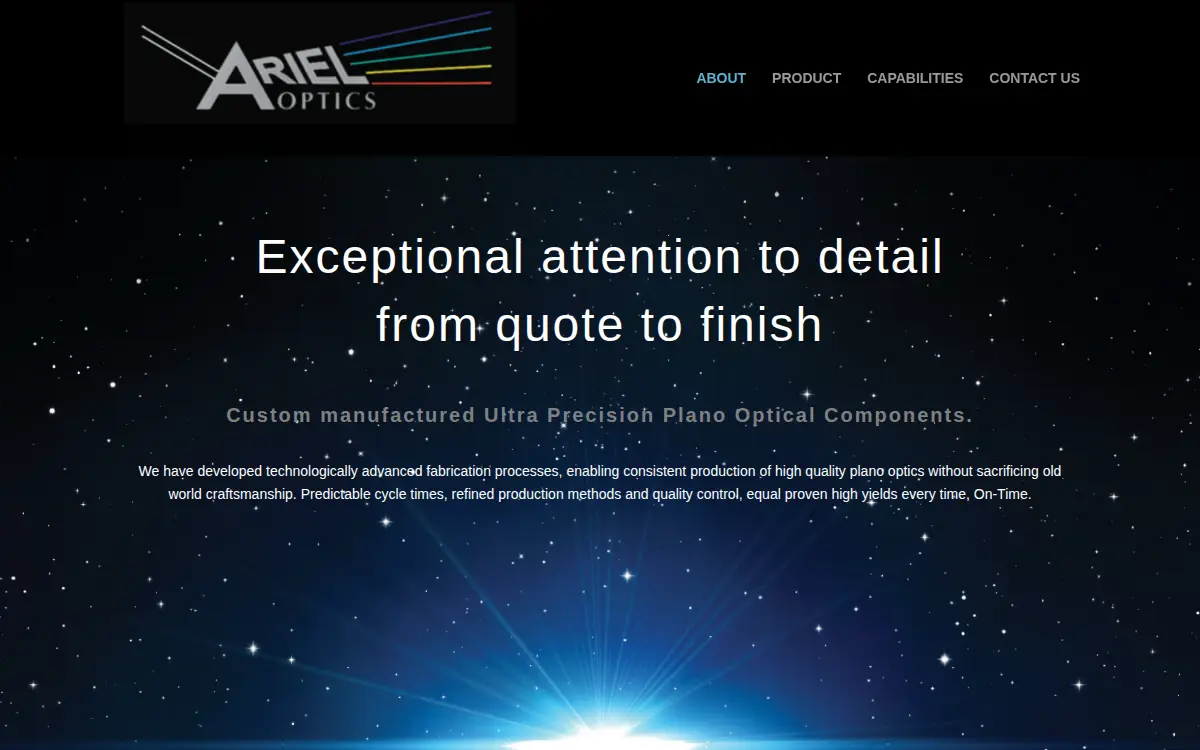Homepage of Ariel Optics, INC.