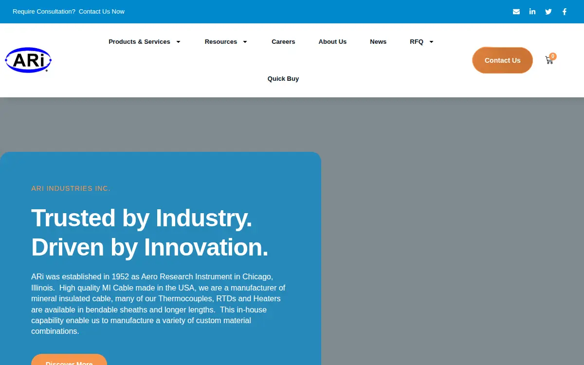 Homepage of Ari Industries INC