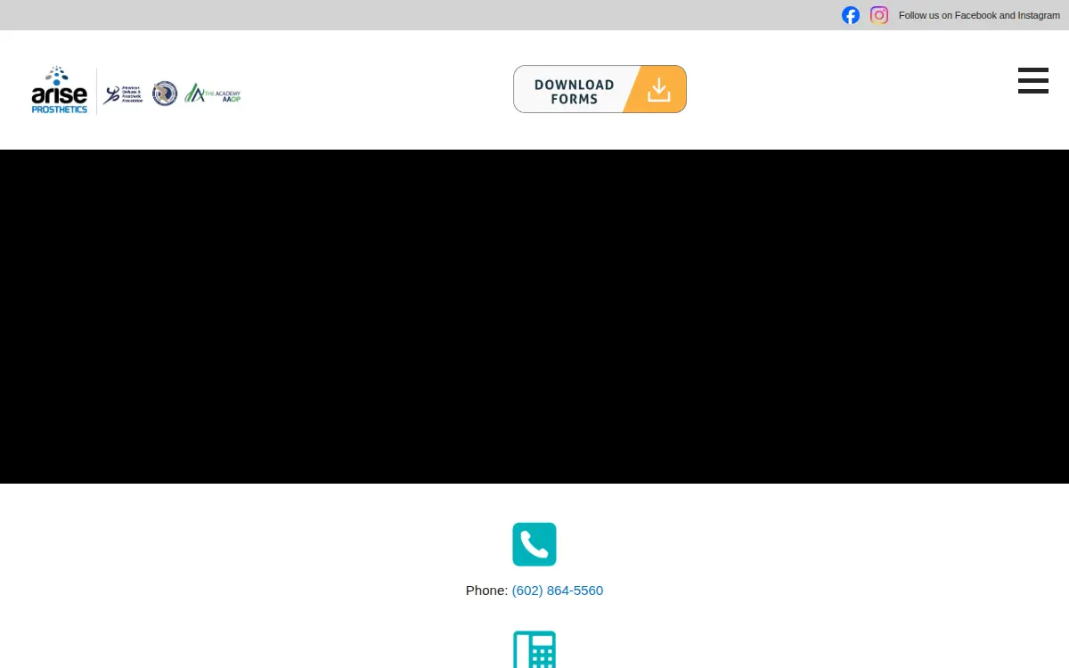 Homepage of Arise Prosthetics, LLC