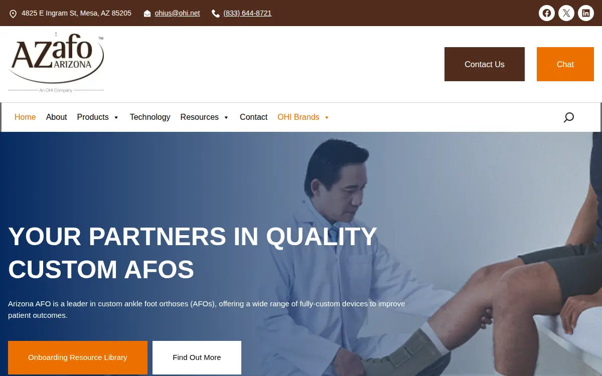 Homepage of Arizona Afo, INC