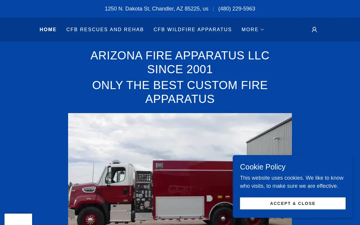 Homepage of Arizona Fire Apparatus, LLC