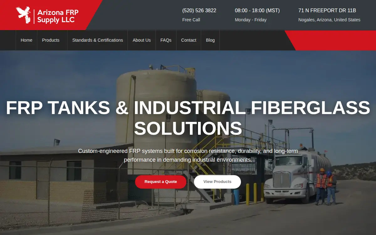 Homepage of Arizona Frp Supply LLC