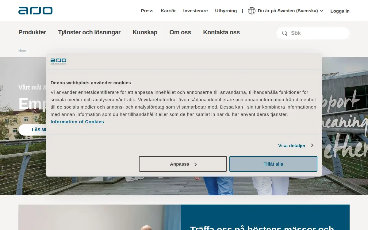 Homepage of Arjo INC