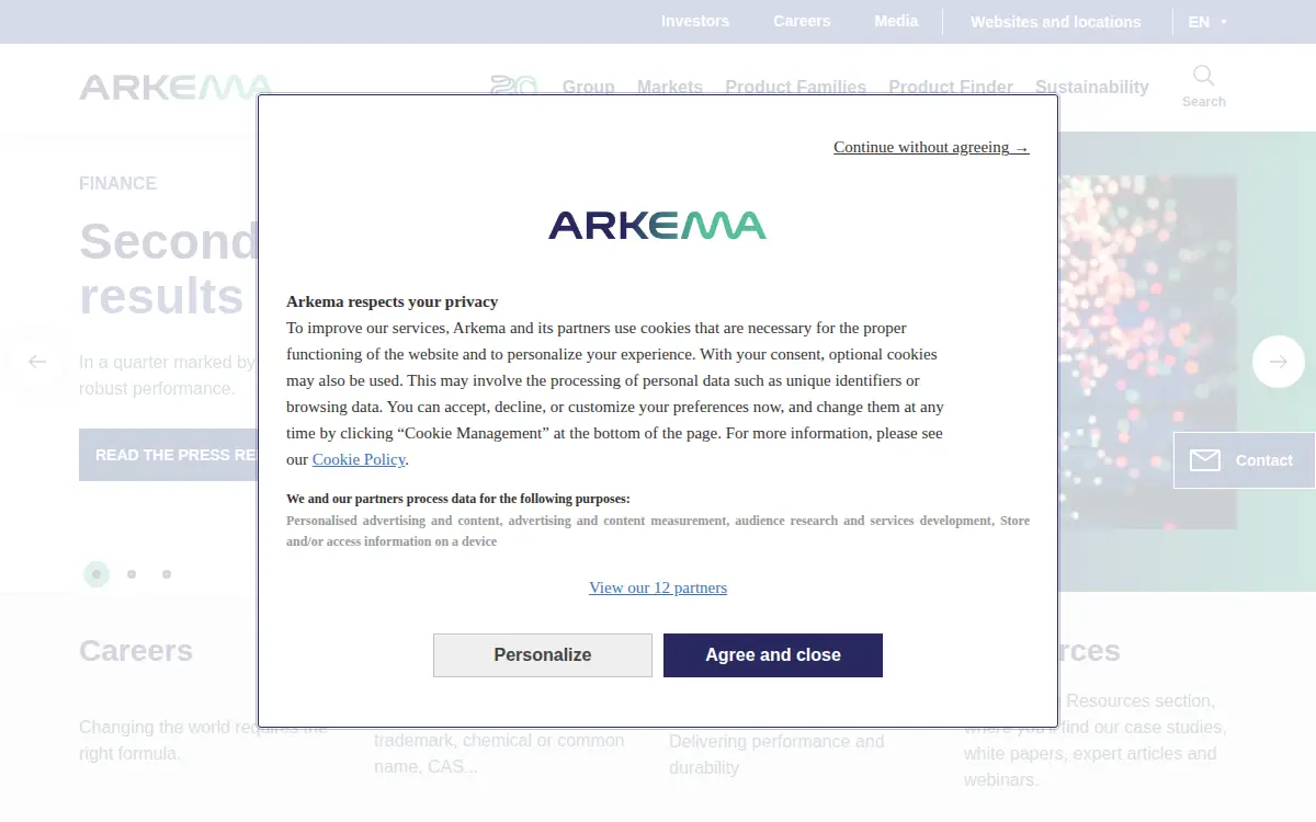 Homepage of Arkema INC