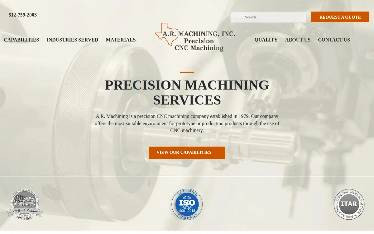 Homepage of A. R. Machining, INC