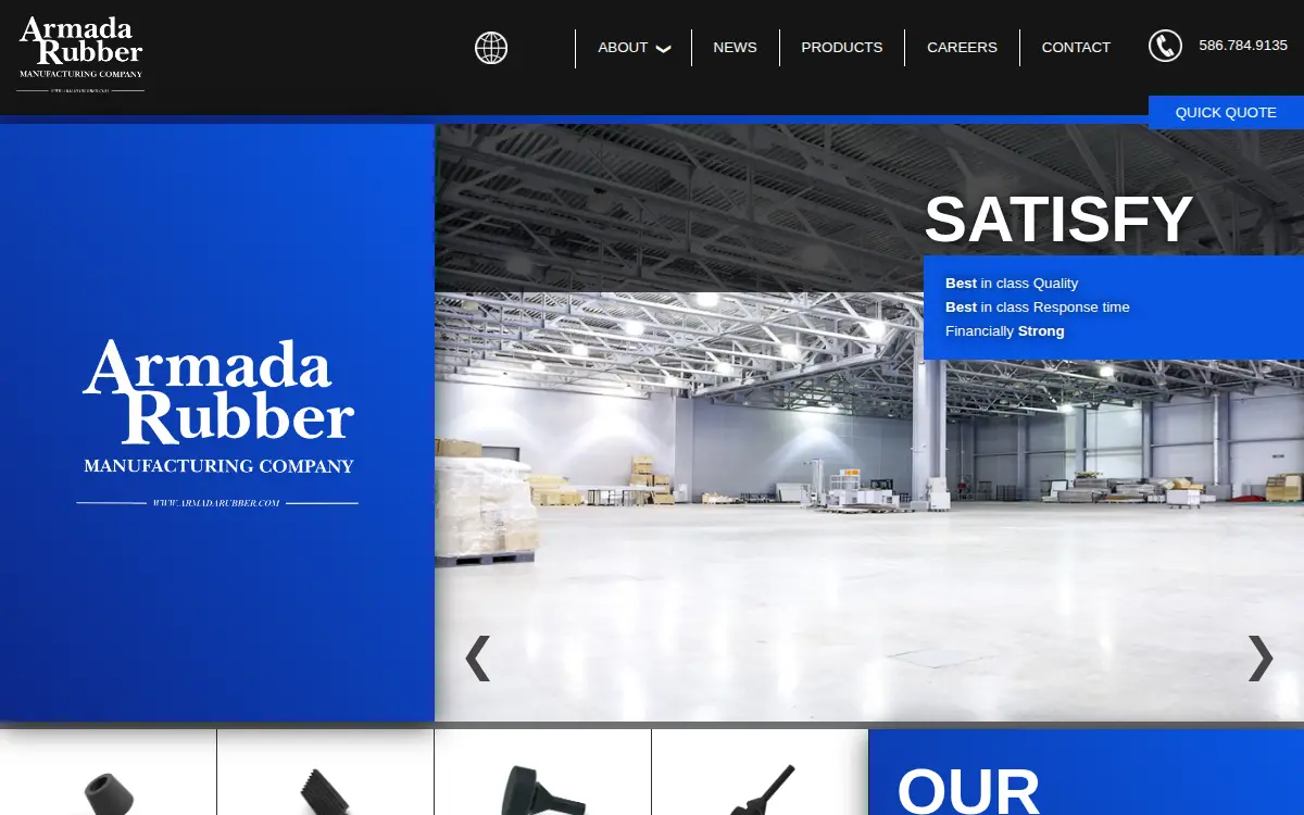 Homepage of Armada Rubber Manufacturing CO