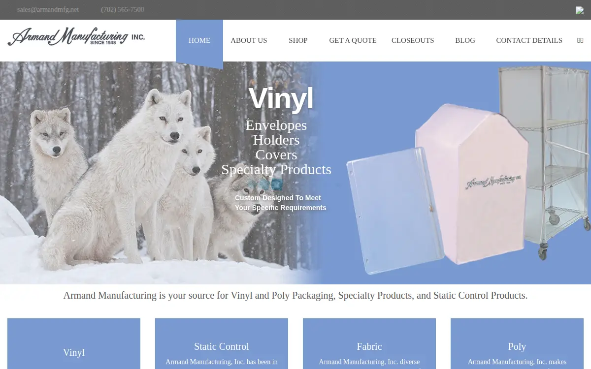 Homepage of Armand Manufacturing INC