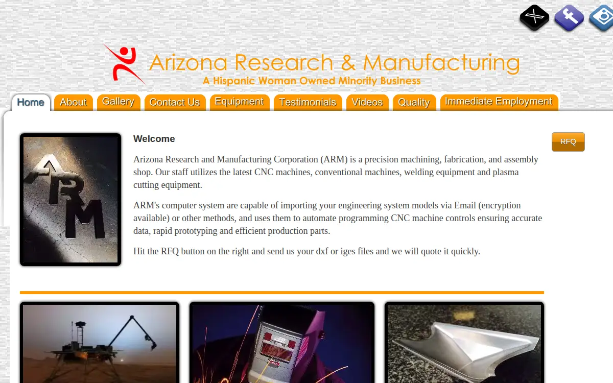 Homepage of Arizona Research & Manufacturing Corporation