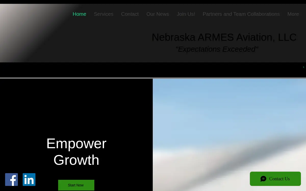 Homepage of Nebraska Armes Aviation, LLC