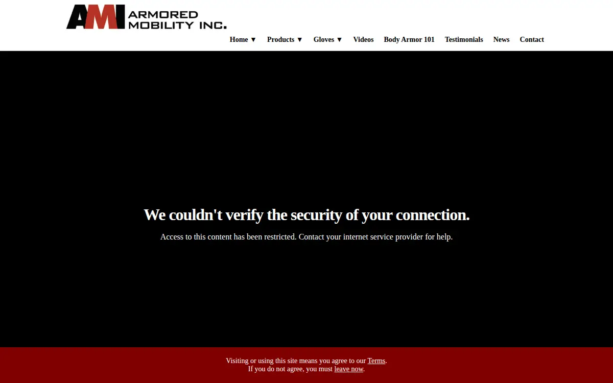 Homepage of Armored Mobility, INC.