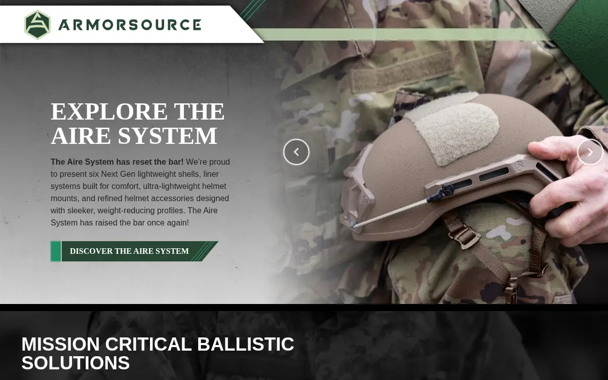 Homepage of Armorsource LLC
