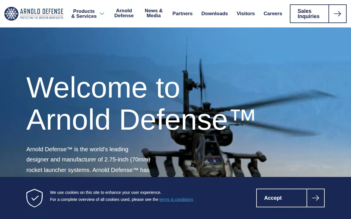 Homepage of Arnold Defense & Electronics, LLC