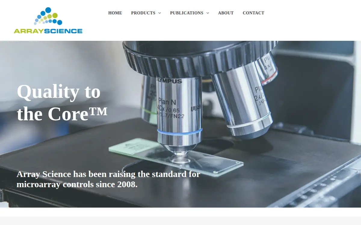 Homepage of Array Science, LLC