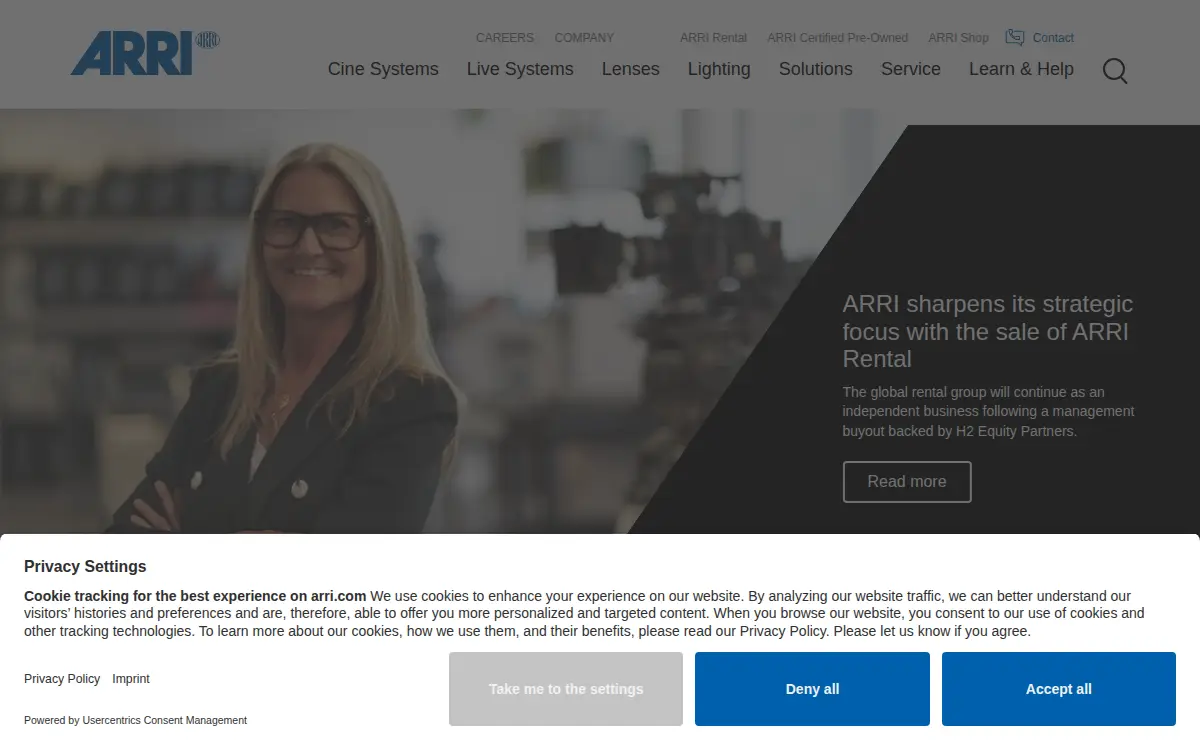 Homepage of Arri Americas INC