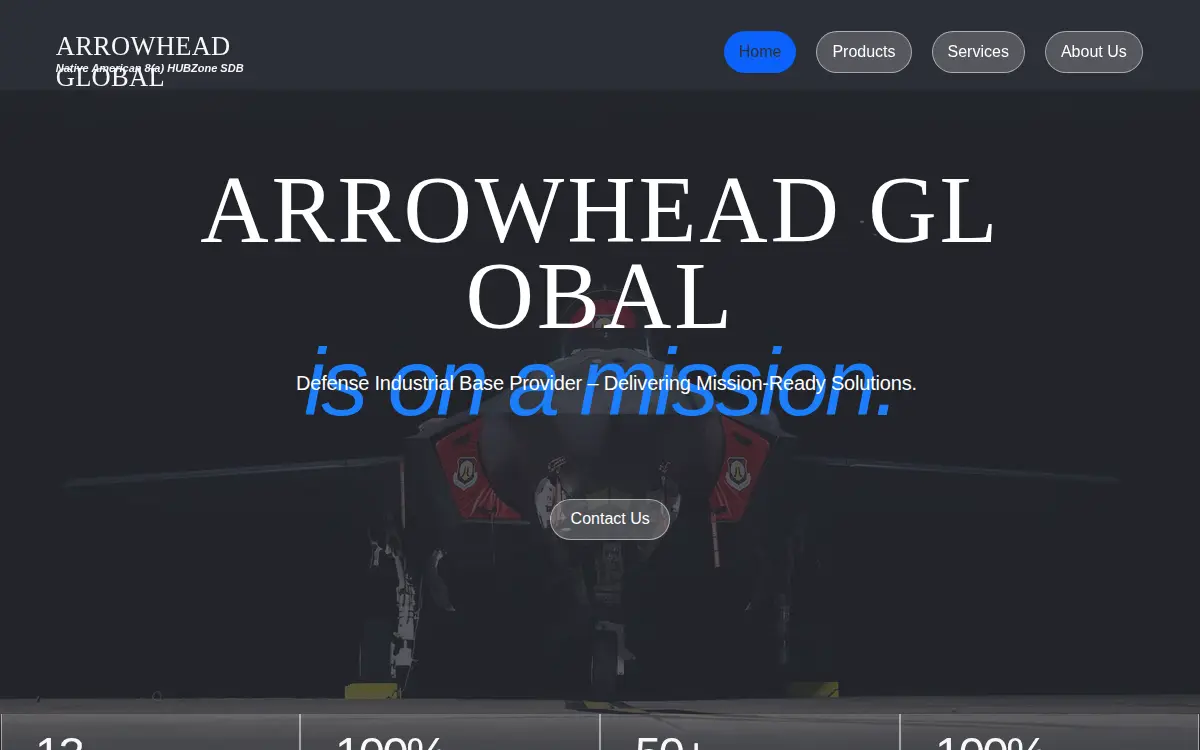 Homepage of Arrowhead Global LLC