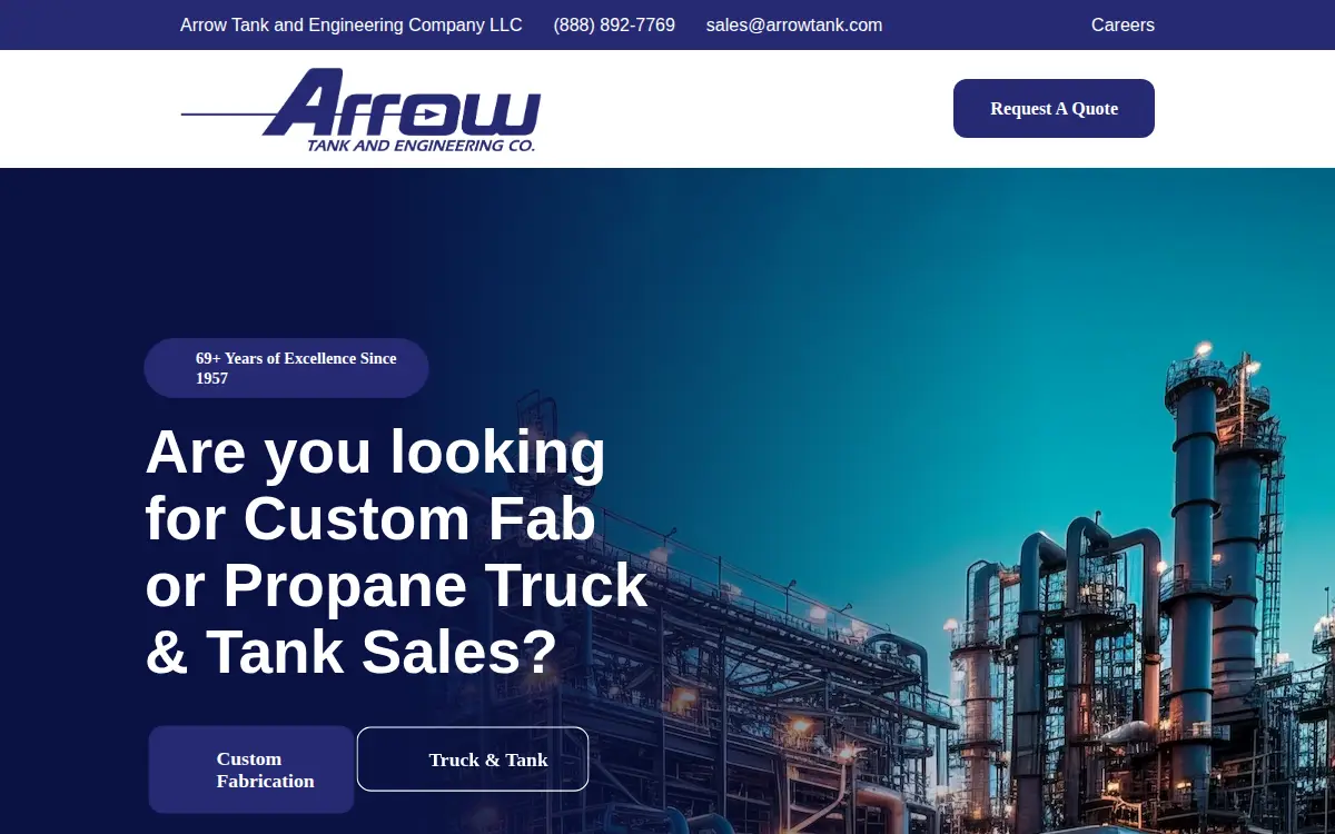 Homepage of Arrow Tank and Engineering Company