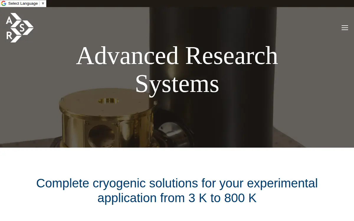 Homepage of Advanced Research Systems, INC.