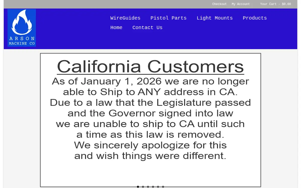 Homepage of Arson Machine Company L.l.c.