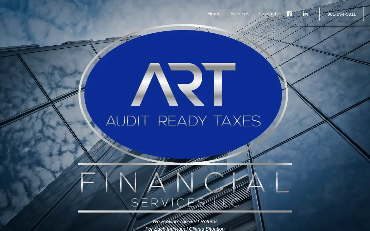 Homepage of Audit Ready Taxes and Financial Services, LLC