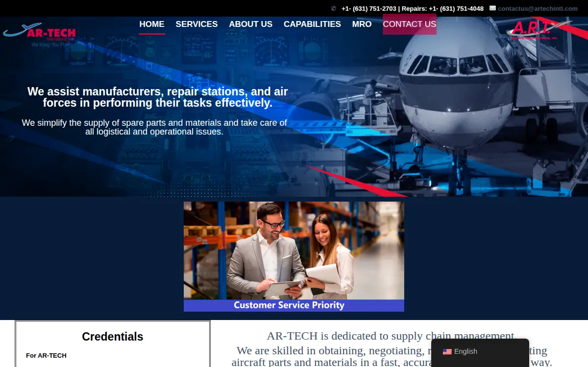 Homepage of Ar-tech International, INC.