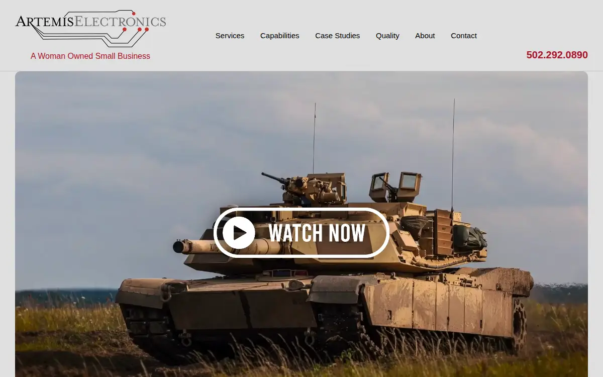 Homepage of Artemis Electronics LLC
