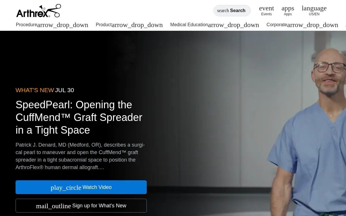 Homepage of Arthrex INC