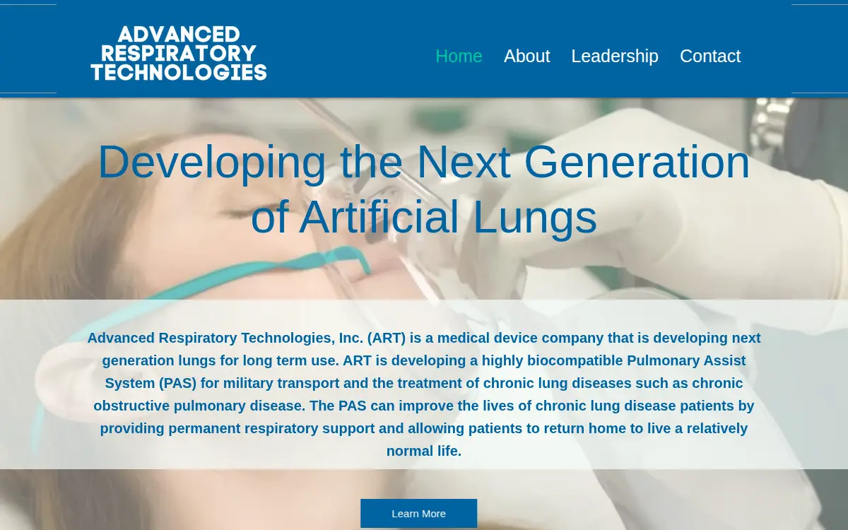 Homepage of Advanced Respiratory Technologies, INC.