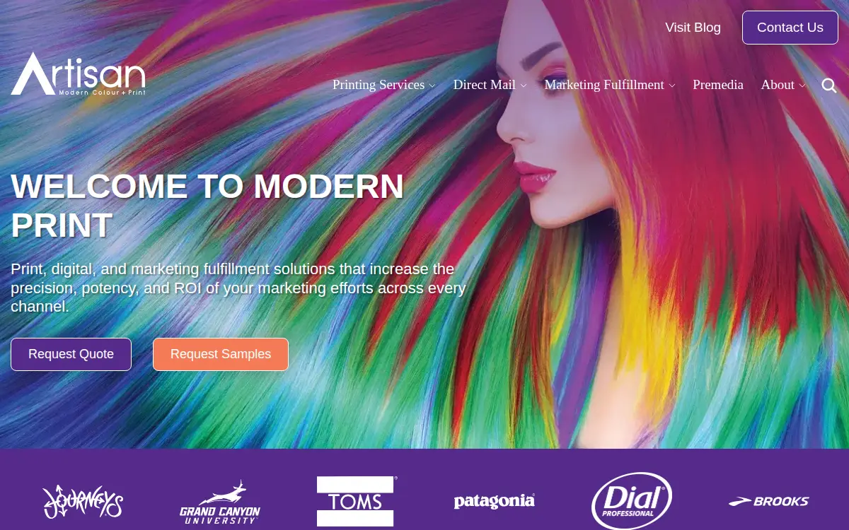 Homepage of Artisan Colour, INC.