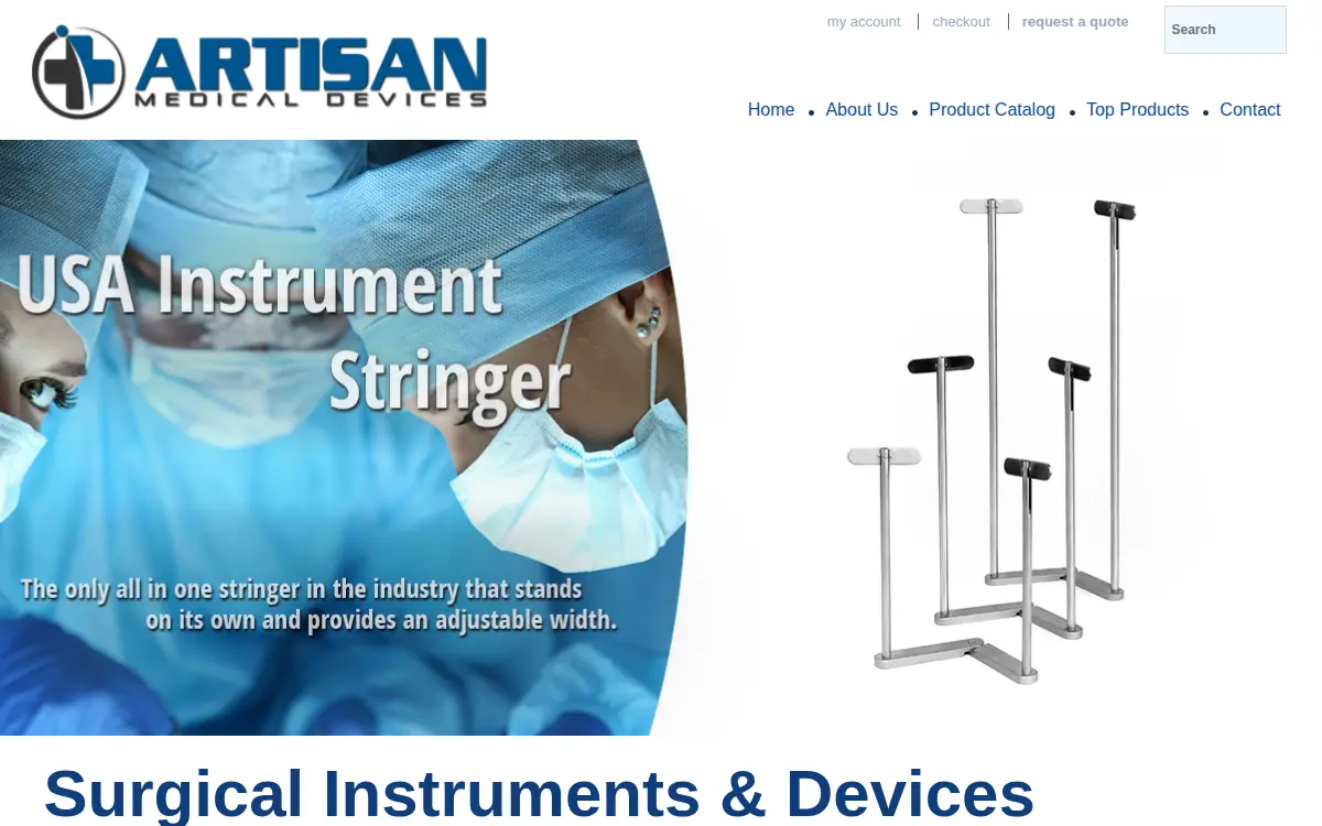 Homepage of Artisan Medical Devices Corporation