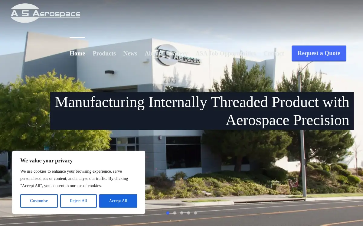 Homepage of A.s. Aerospace, INC.