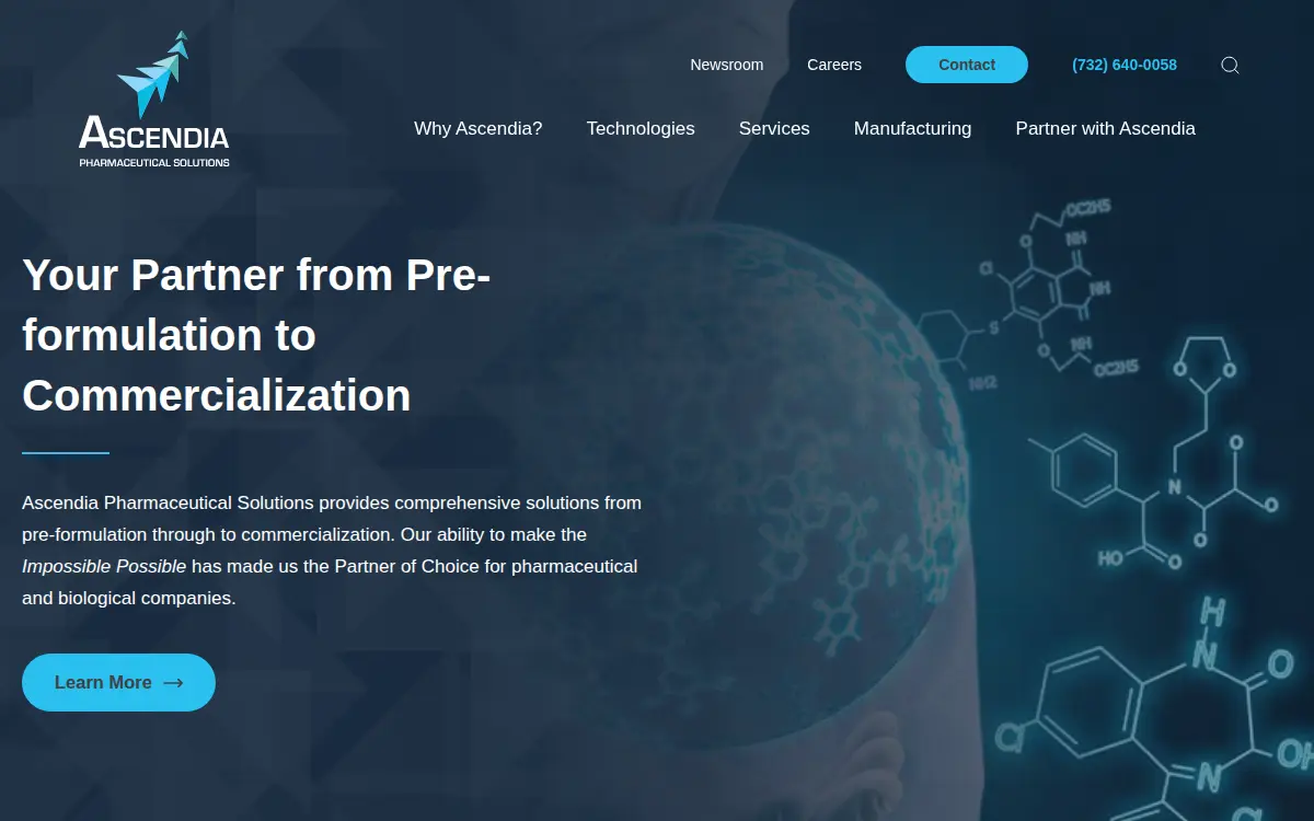 Homepage of Ascendia Pharmaceuticals, INC.
