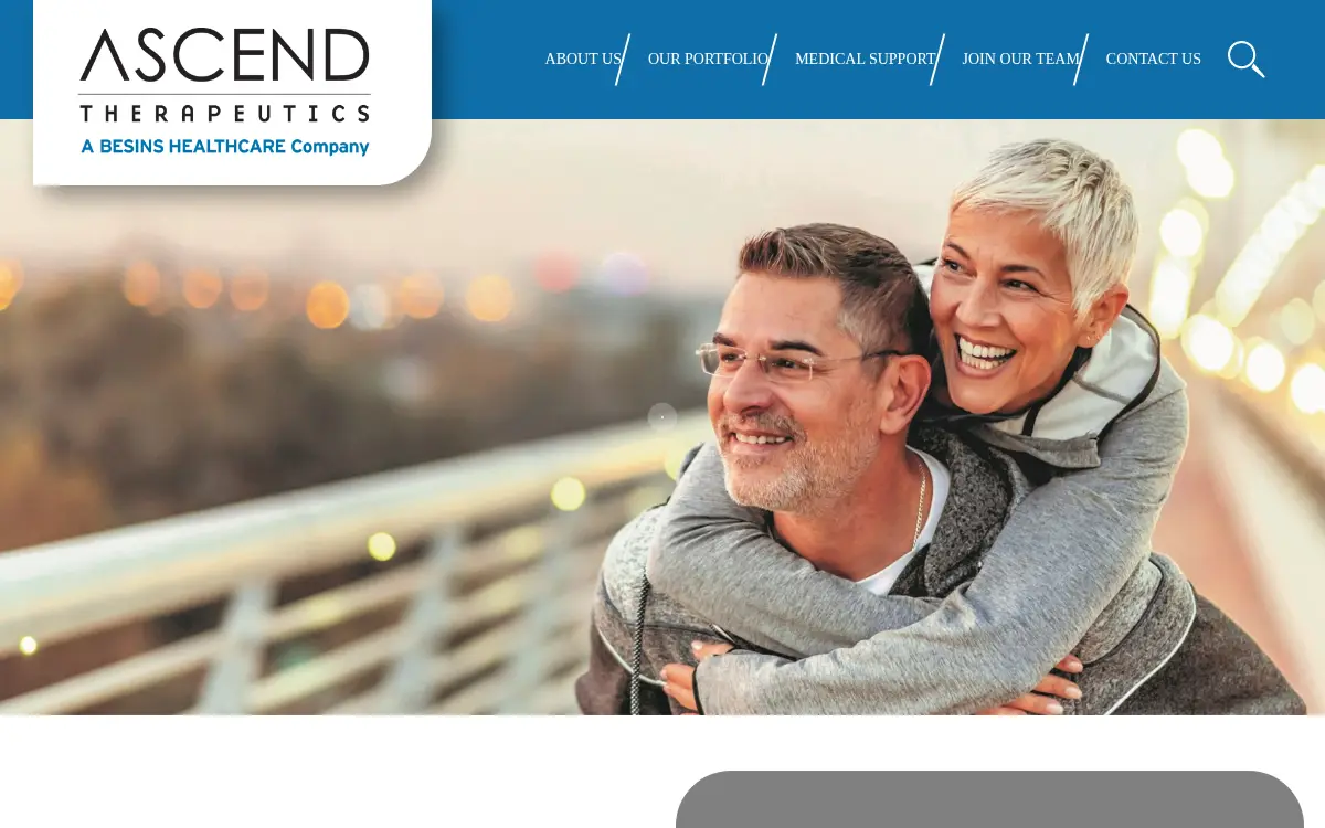 Homepage of Ascend Therapeutics US LLC