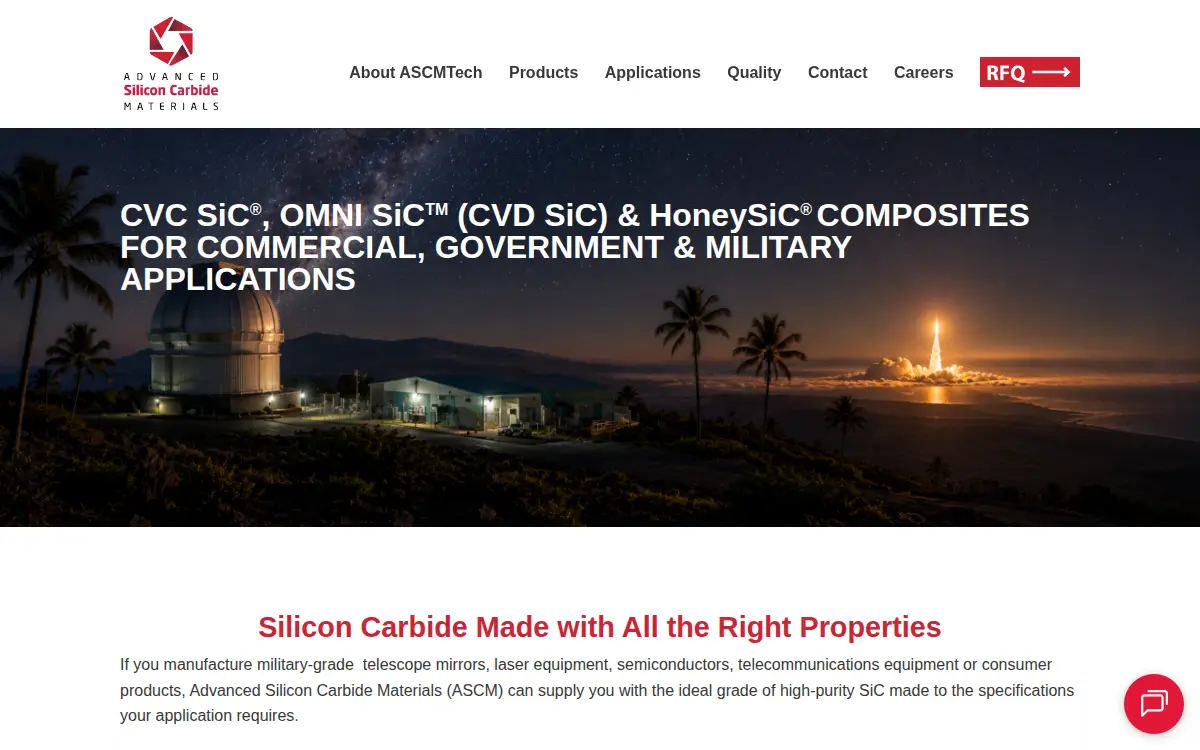 Homepage of Advanced Silicon Carbide Materials LLC