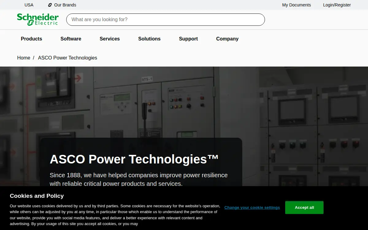 Homepage of Asco Power Technologies LP