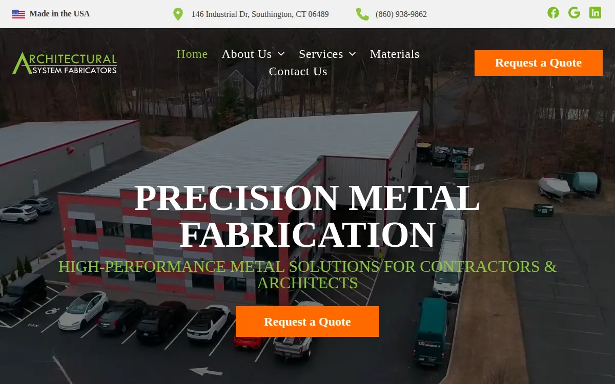 Homepage of Architectural System Fabricators LLC
