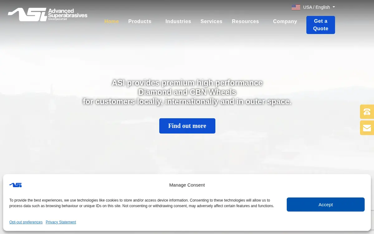 Homepage of Advanced Superabrasives, INC