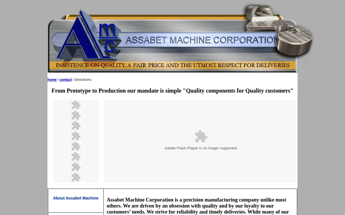 Homepage of Assabet Machine CORP.