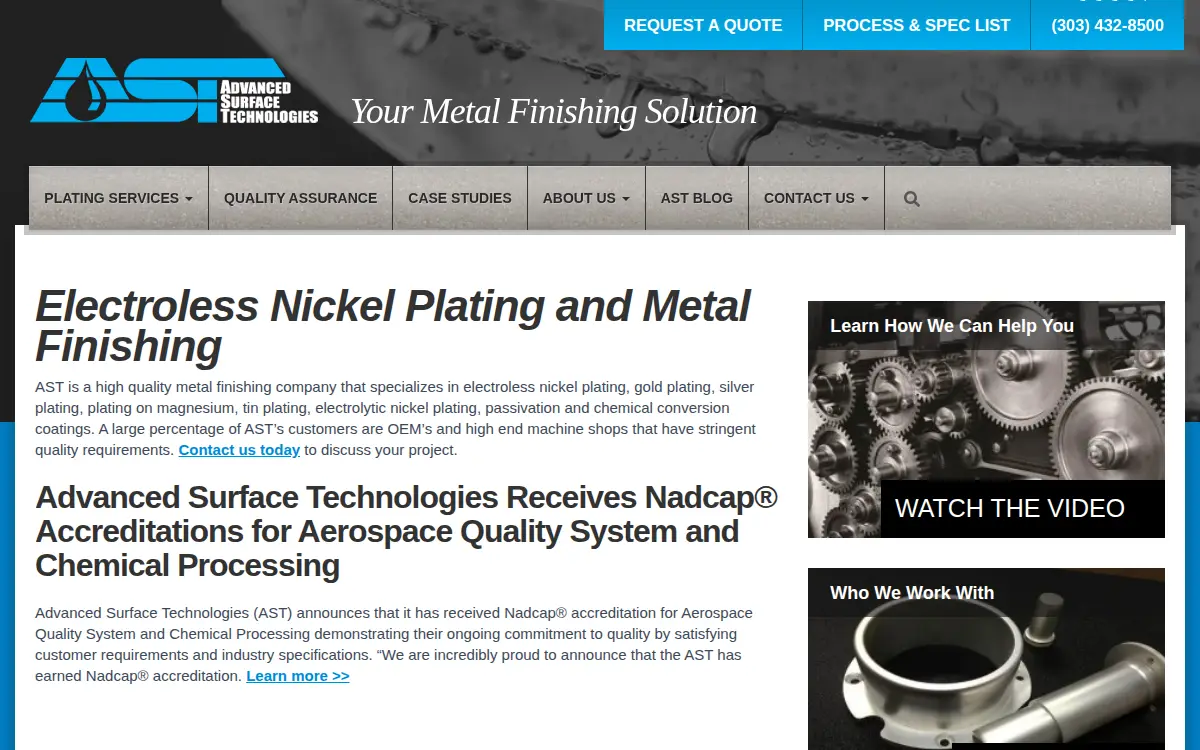 Homepage of Advanced Surface Technologies, INC.