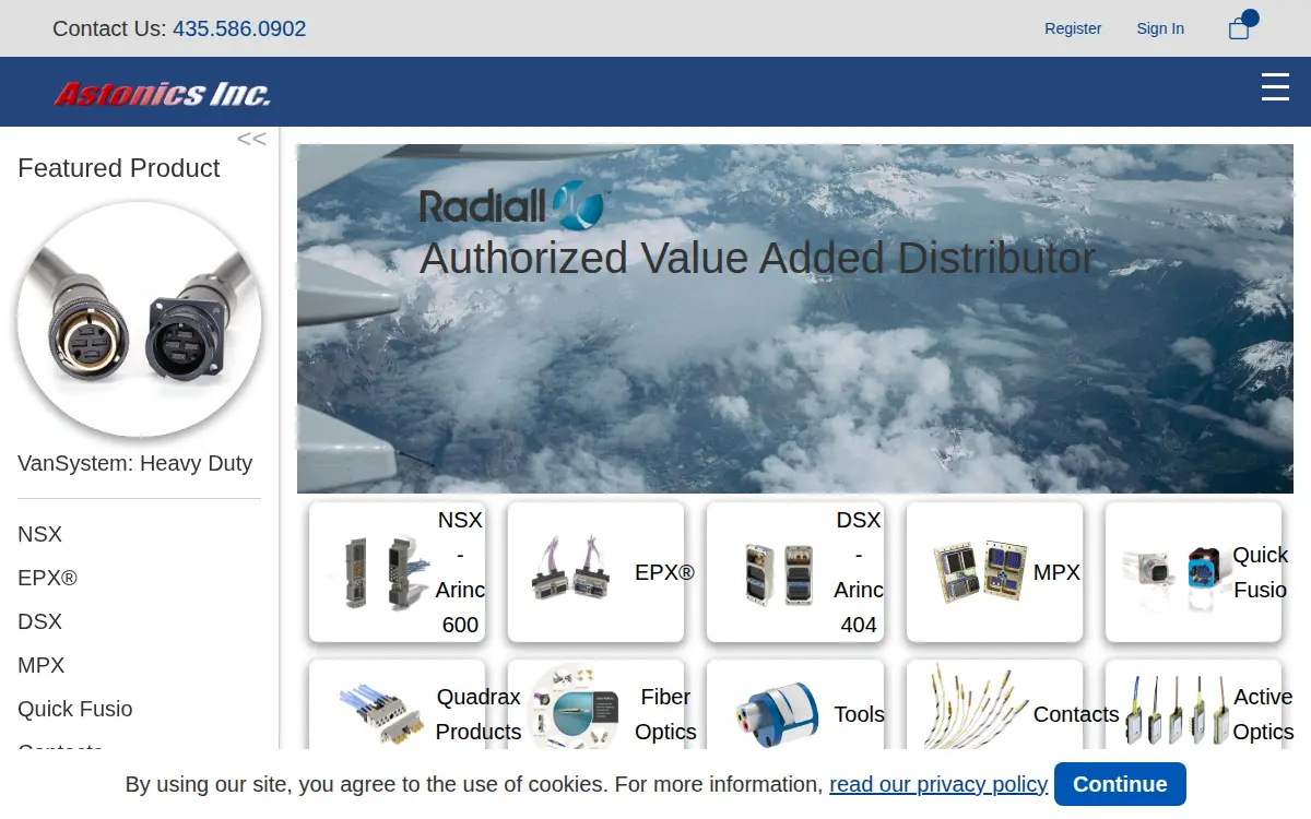 Homepage of Astonics, INC.