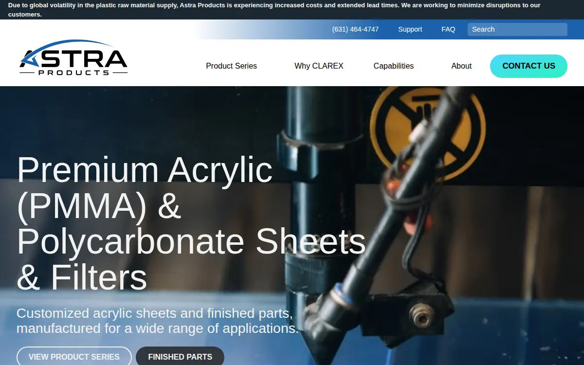 Homepage of Astra Products INC