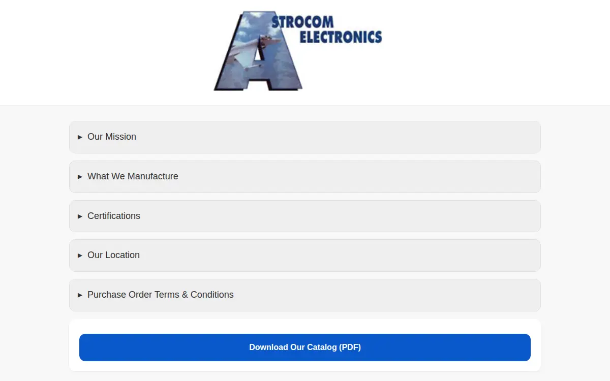 Homepage of Astrocom Electronics INC