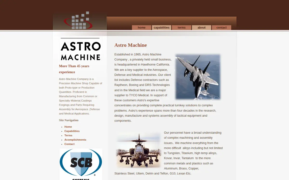Homepage of Astro Machine CO INC