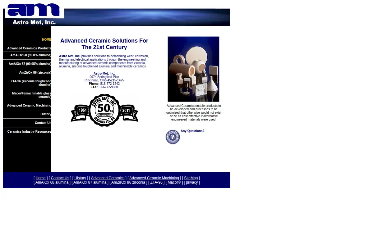 Homepage of Astro Met, INC
