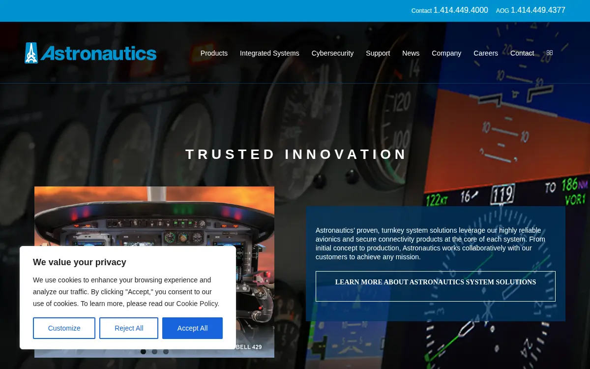 Homepage of Astronautics Corporation of America