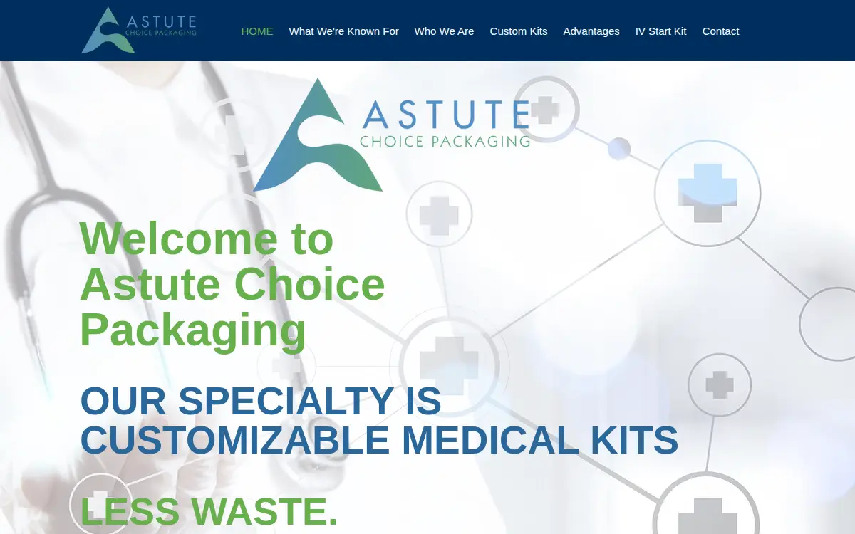 Homepage of Astute Choice Packaging INC